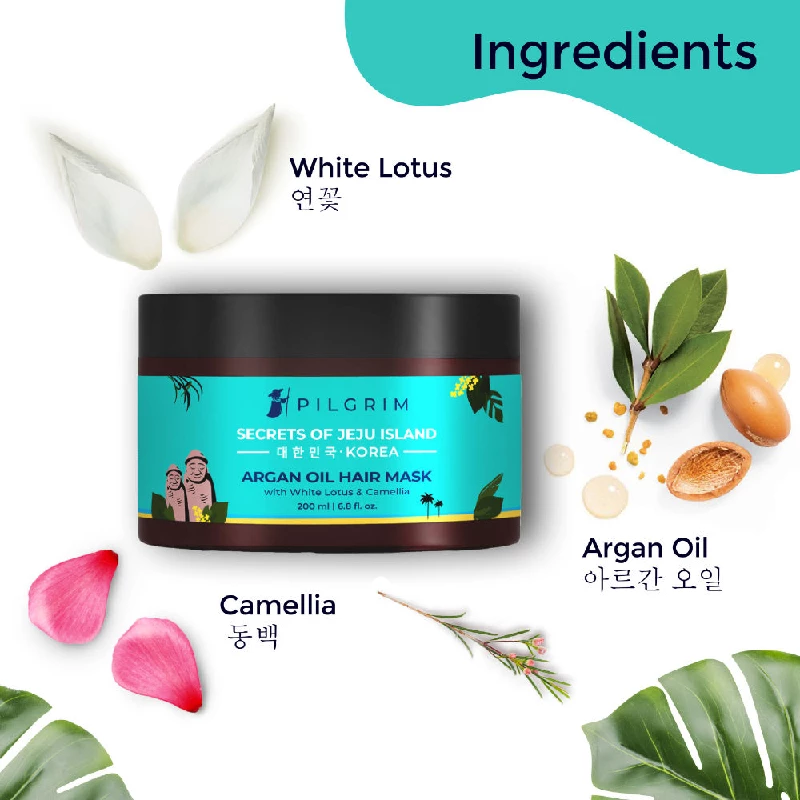 Pilgrim Argan Oil Hair Mask with White Lotus & Camellia, 200 ml-5.webp